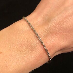 Silver Tone 14K Gold Plated Rope Chain Bracelet